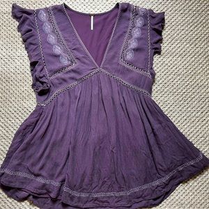 Free people purple blouse size medium women embroidered
